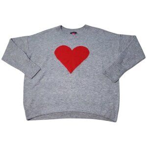 NEW Vince Camuto Women's Heart Design Sweater Light Grey XL